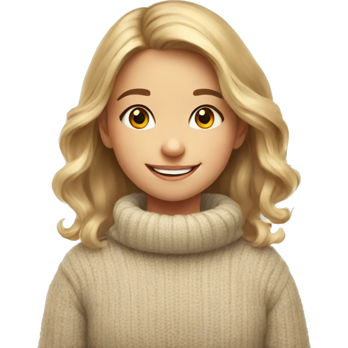 smiling girl in sweater portrait make her young emoji