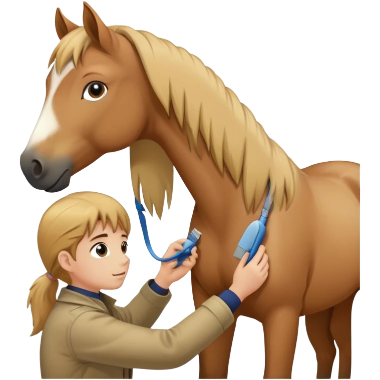 person grooming a pony emoji