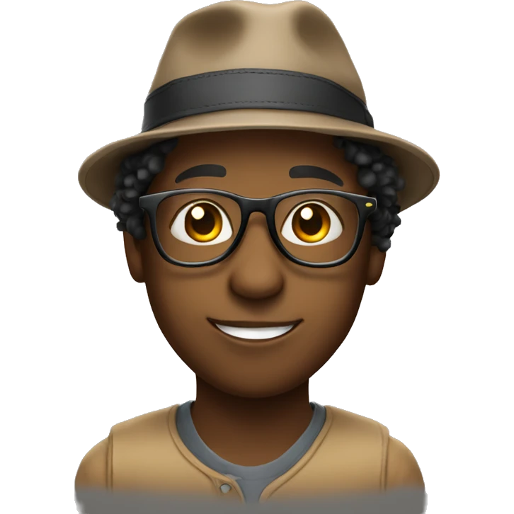 creative young storyteller with hat and glasses emoji