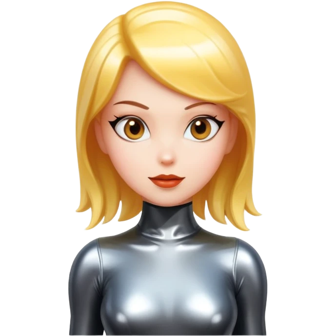 cartoon female character in a shiny latex suit emoji