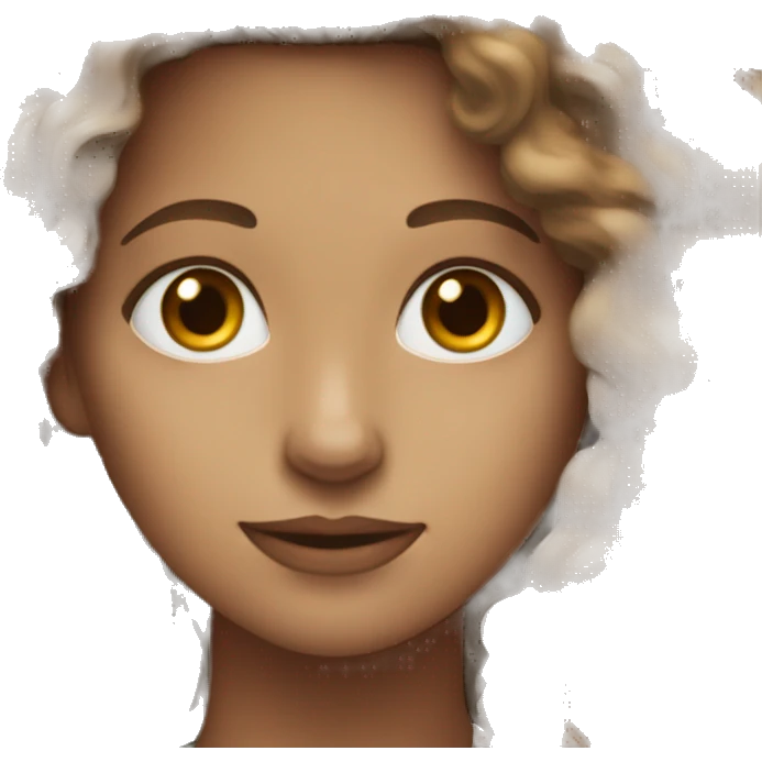 White women with the brown curly hair and blue eyes work at the laptop  emoji
