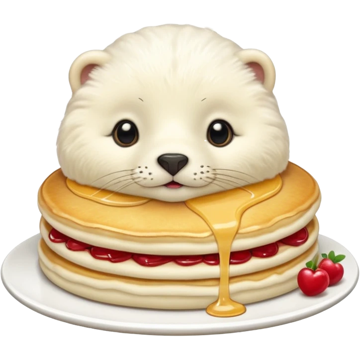 SnowWhite seal eating pancakes emoji