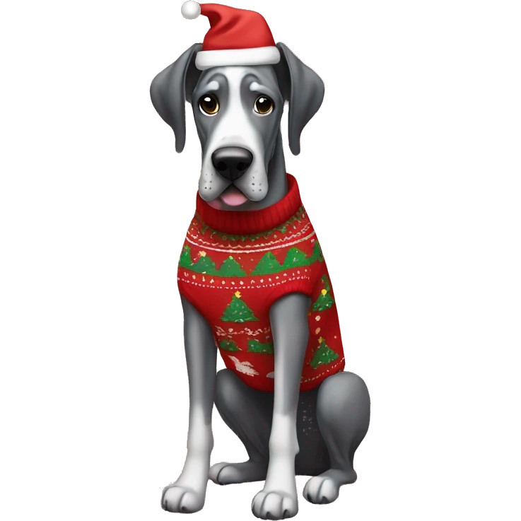 a great dane wearing a christmas sweater  emoji