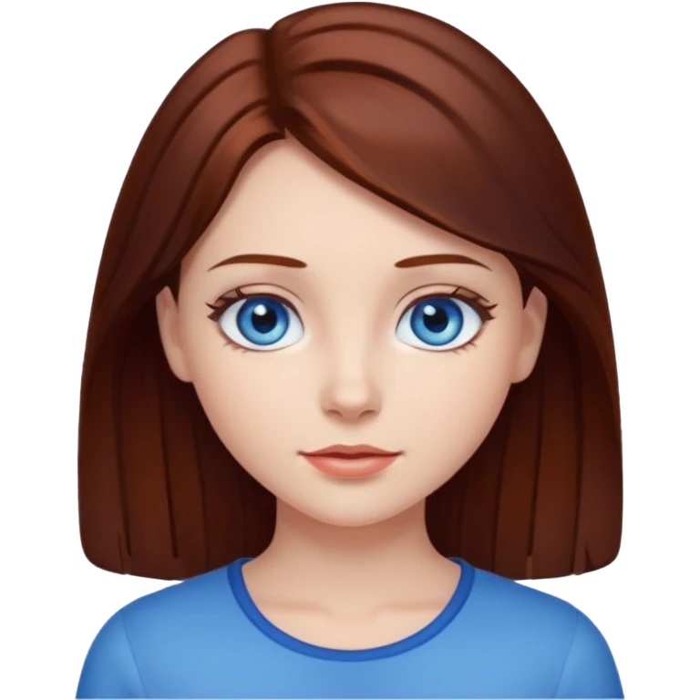 pretty girl with dark reddish brown hair and blue eyes  emoji