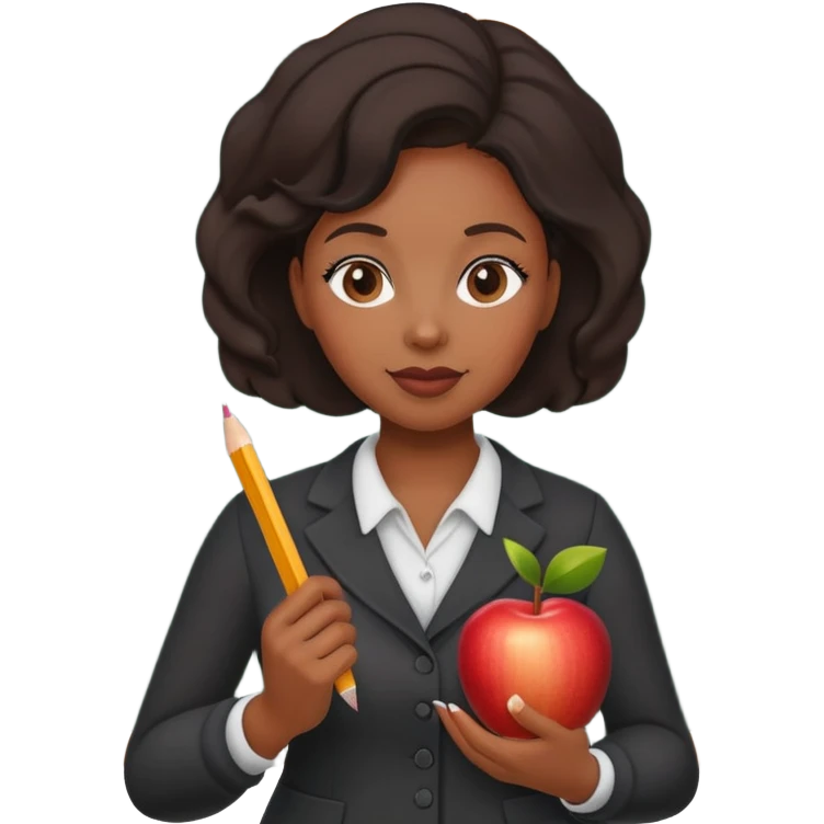 Female black Teacher with Apple small Pencil and chalkboard emoji