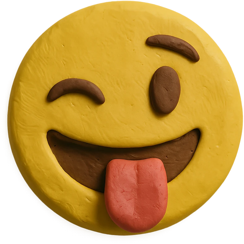 goofy classic emoji with playful, textured, funny face emoji