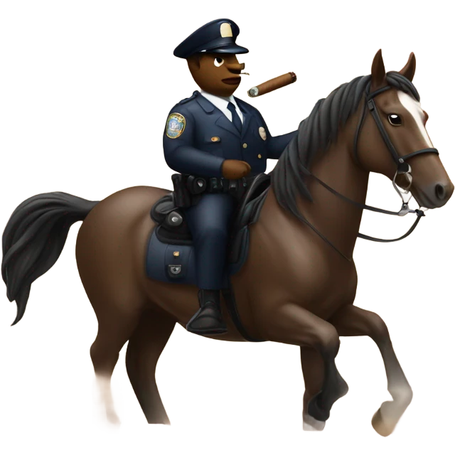 A horse with a NYC cop smoking a cigar. emoji