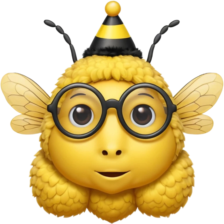 bee with party hat and eye glasss emoji