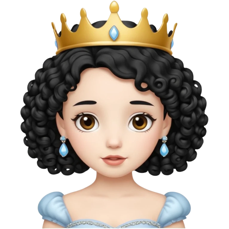 Princesa banca con el pelo rizado y el pelo negro linda emoji