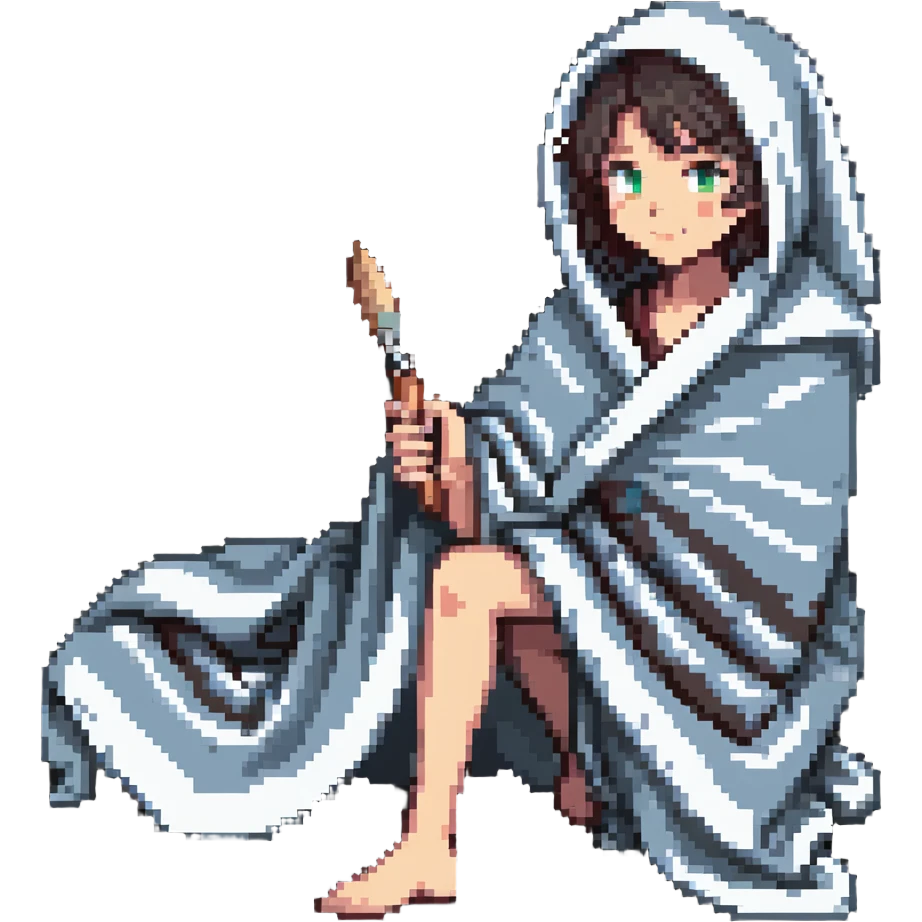 sick artist wrapped in a blanket holding a paintbrush emoji