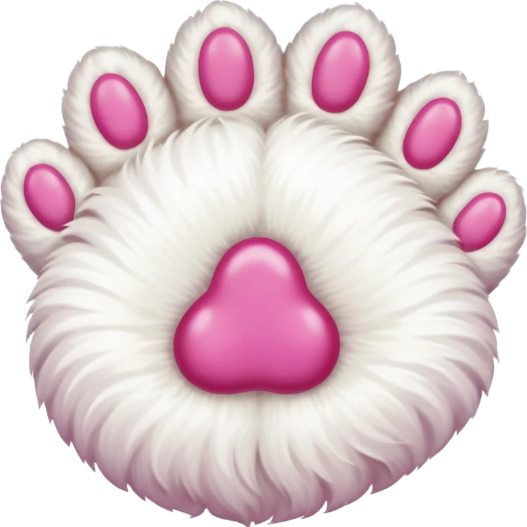 white cat paw, from the bottom, vivid pink toe beans emoji