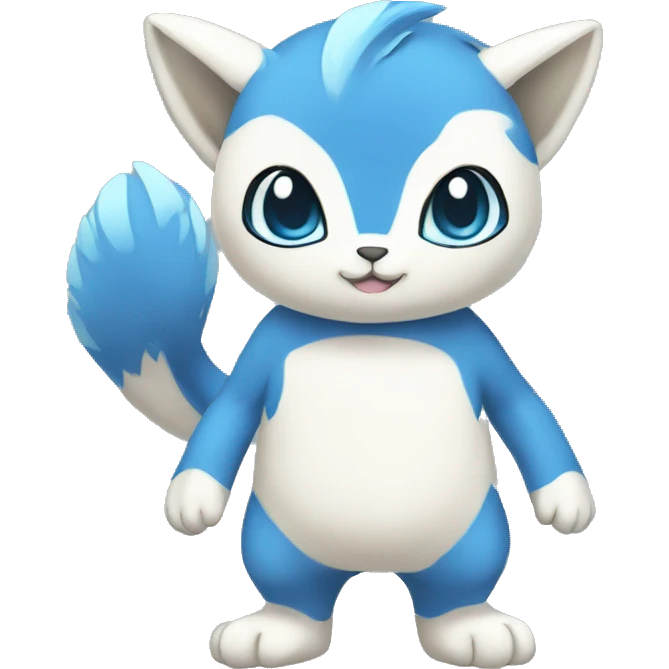 Cute cool white blue animal hybrid Fakemon full body emoji