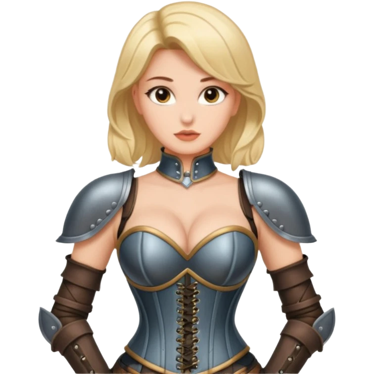]armor corset leather top, busty female emoji