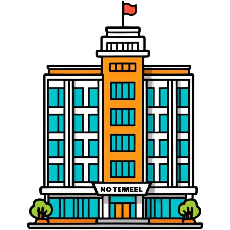 hotel building cartoonish sticker style emoji