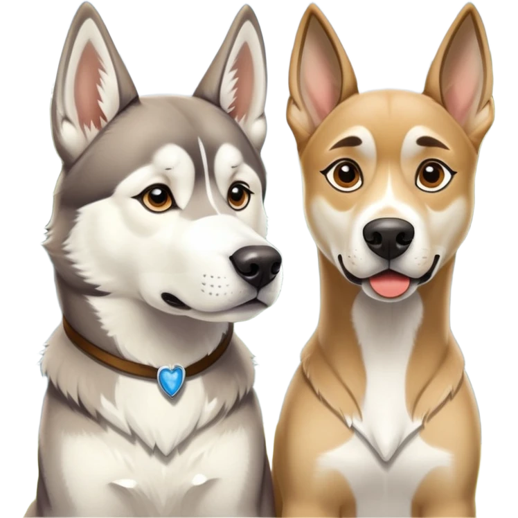 husky and fawn Great Dane  emoji