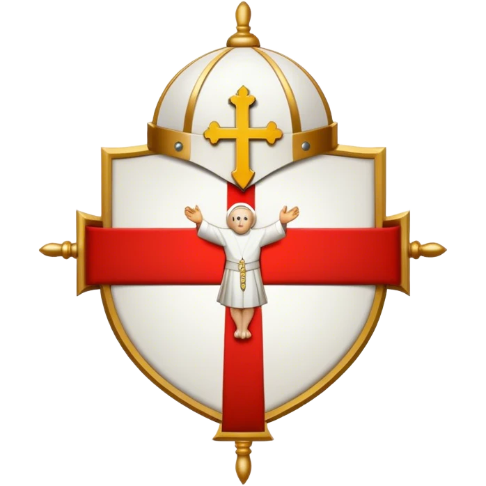 Pope's emblem with a touch of red emoji