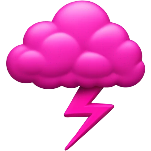 Hot pink cloud with large thick thunderbolt  emoji