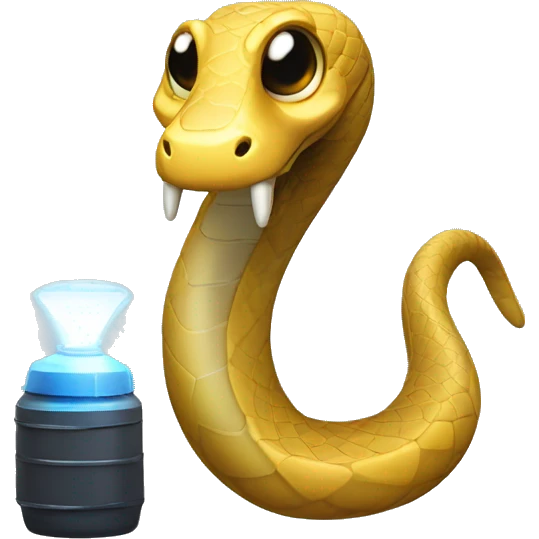 A snake with a flashlight for a head and his tail connected to a battery emoji