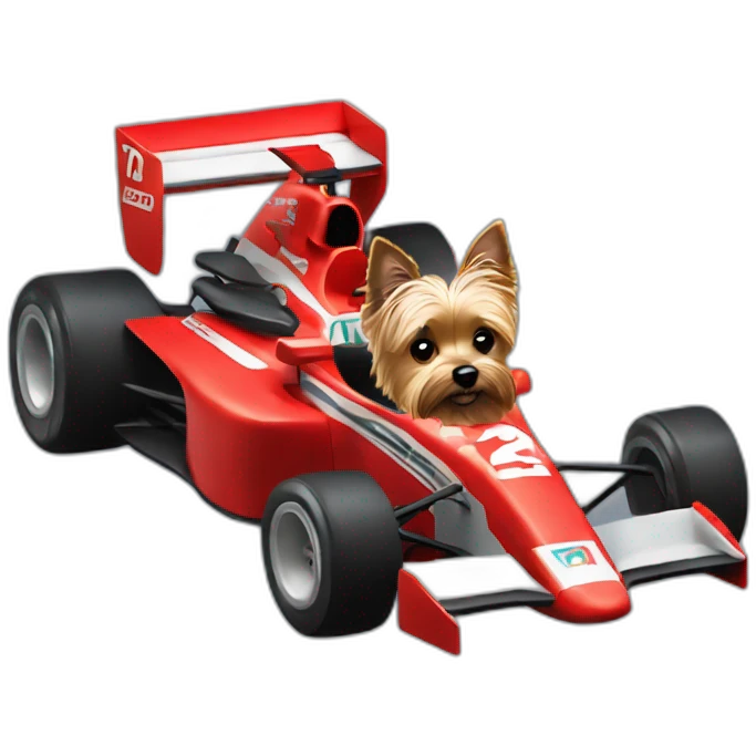yorkie in red f1 car emoji
