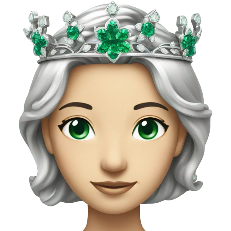 Silver crown with flowers made of emeralds emoji