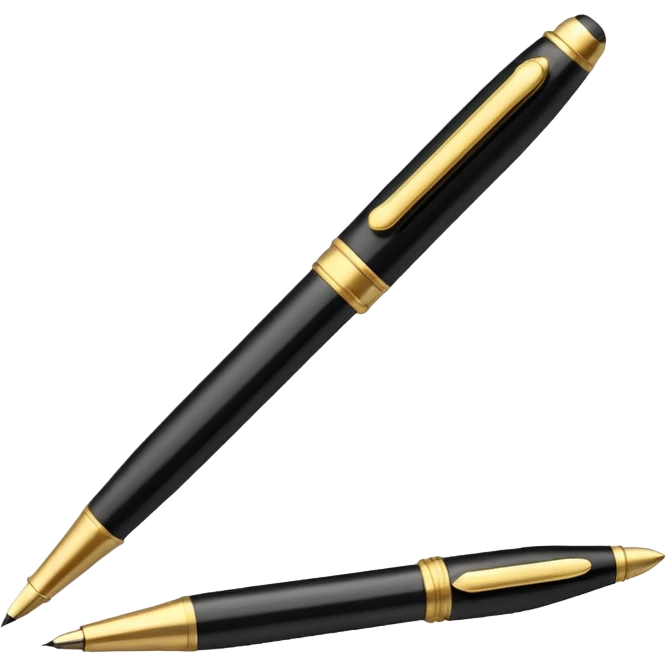 3D perspective academic premium golden luxury black pen emoji