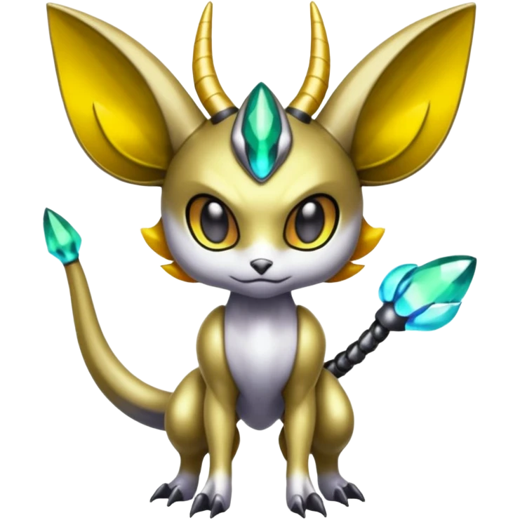 Shiny Futuristic Horned Cyber-Vernid-Trico-Meloetta-Grem2-Peppercat-Protogen-Pokémon-Digimon-Fakémon-fusion-hybrid-creature emoji
