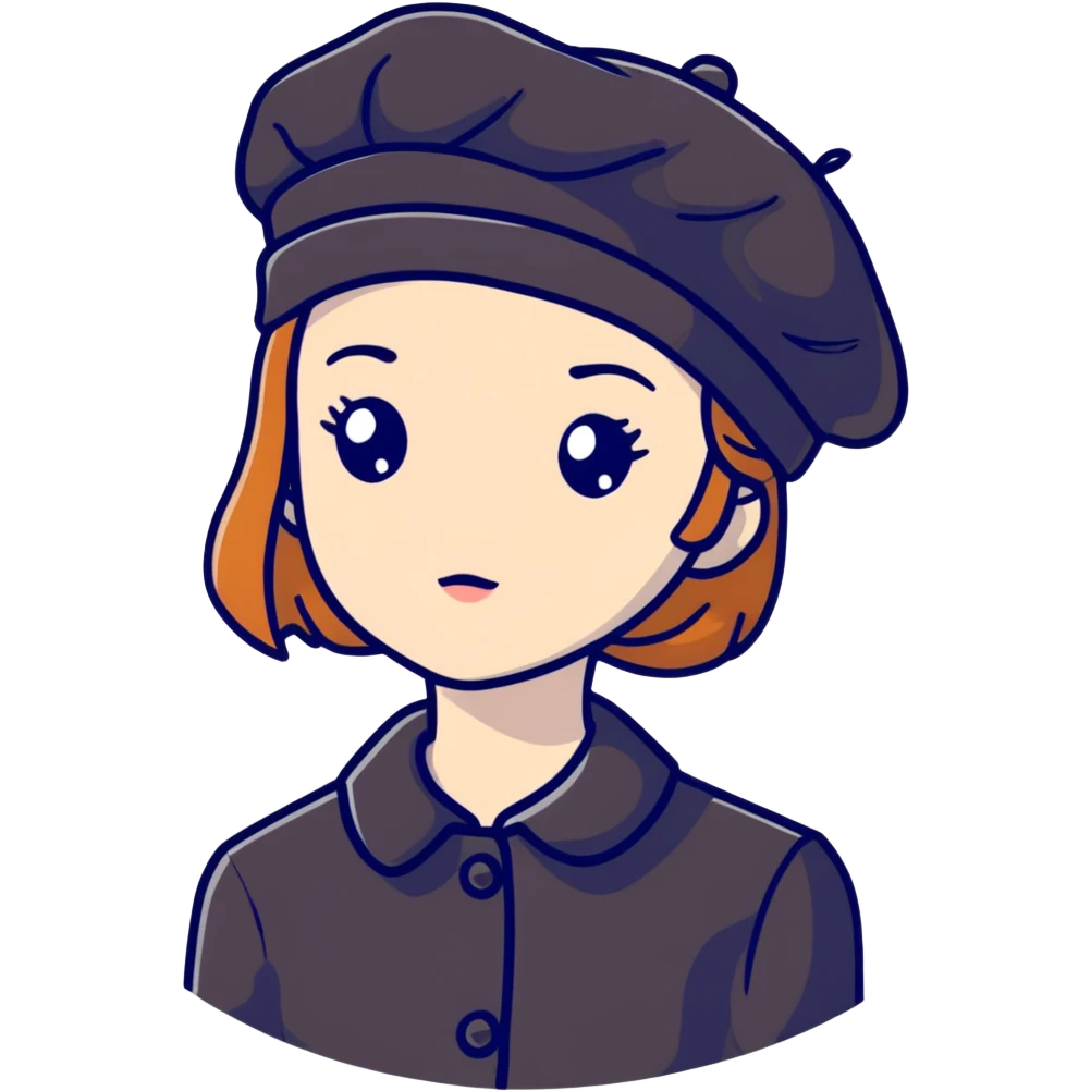 girl wearing a black beret emoji