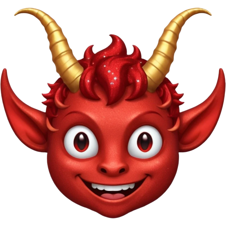 red glitter smilling imp emoji