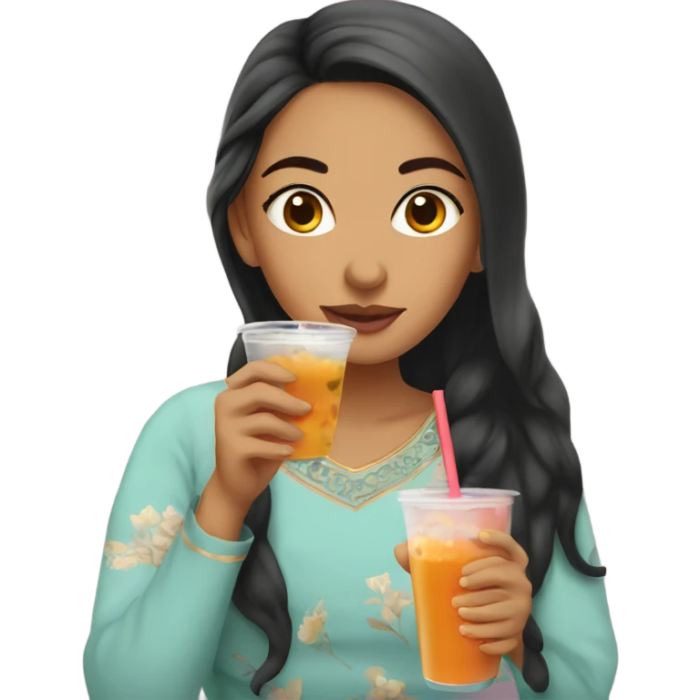 South Asian girl drinking boba  emoji