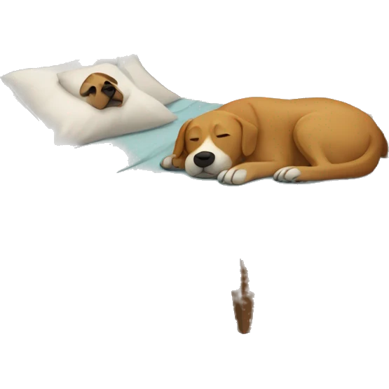 Dog and human sleeping in a bed emoji