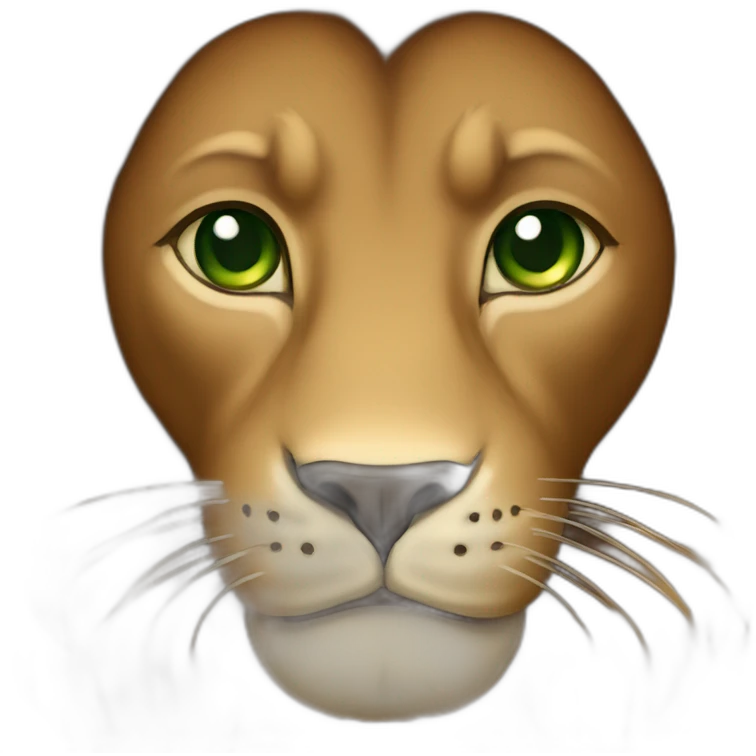 brown lion with brown mane green eyes emoji