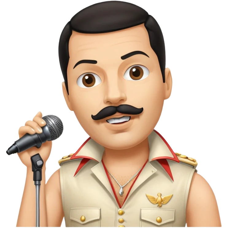 Freddie Mercury with mustache and microphone in iconic pose emoji