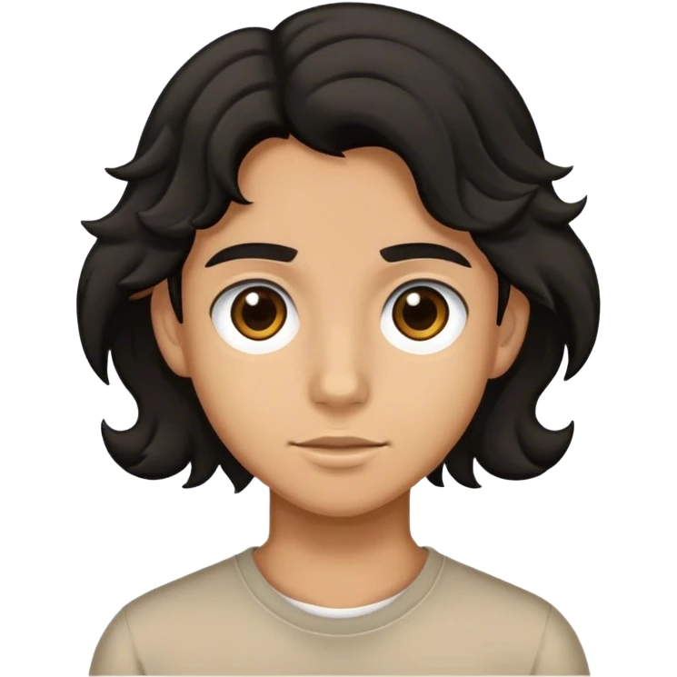 A tan teenager with black wavy hair and dark brown eyes emoji