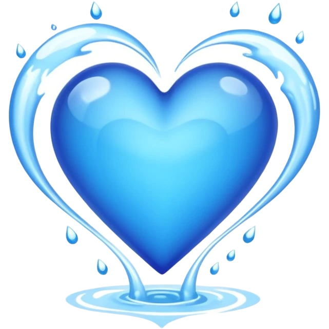 Blue heart inside water flowing emoji