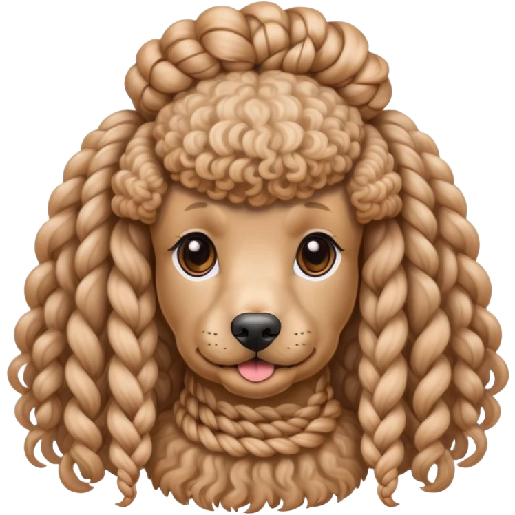Miniature poodle with braids on its head emoji