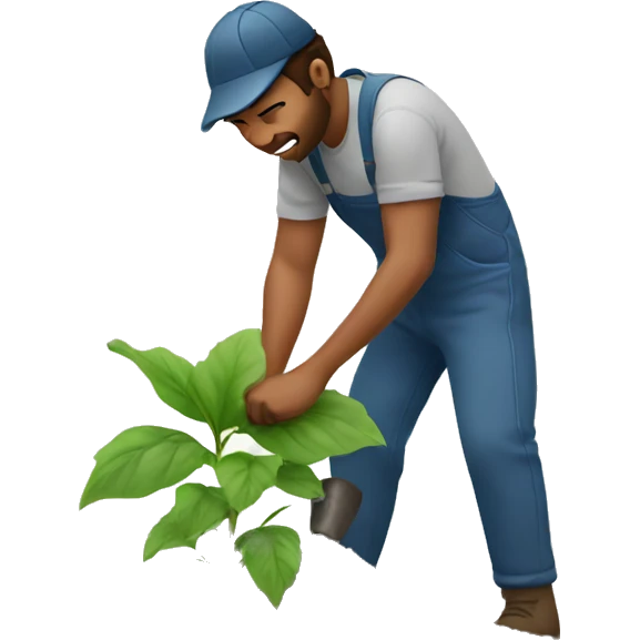 Landscaper planting bushes emoji