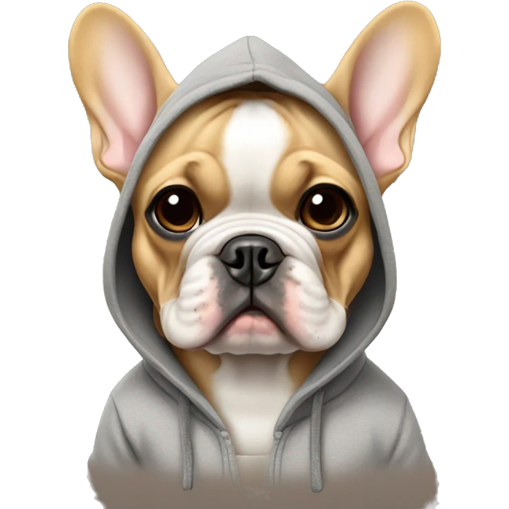 Tan french bulldog with hoodie emoji