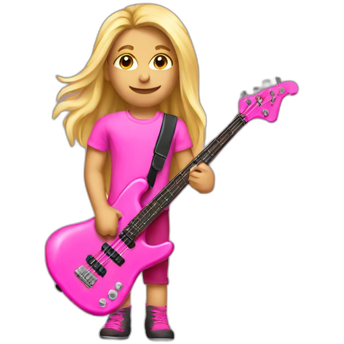 long-blond-bassguitar-player-pink-Tshirt-pink emoji