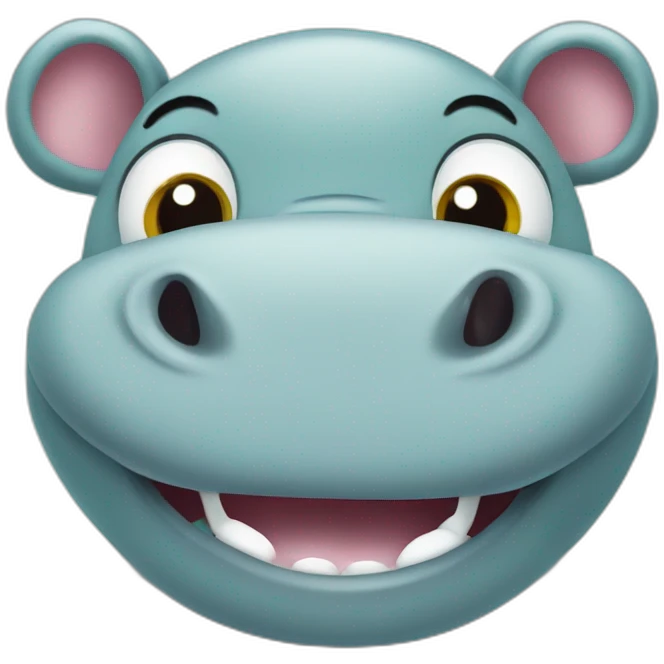 Smiling cute hippo with Googly eyes color turquoise emoji