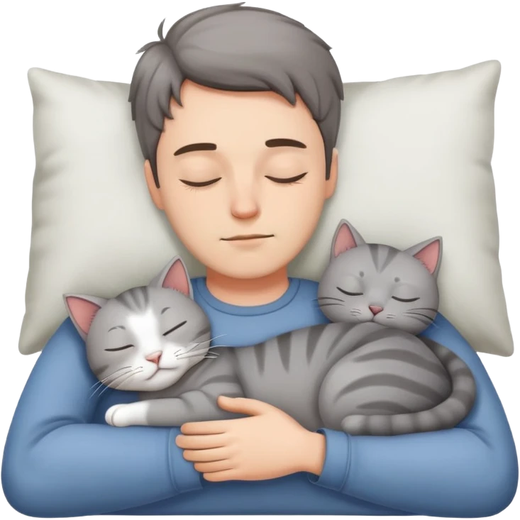 Man sleeping with a cat
 emoji