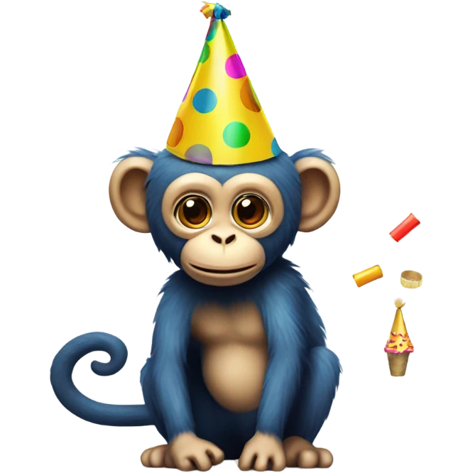 Party monkey with a party hat and a party popper emoji