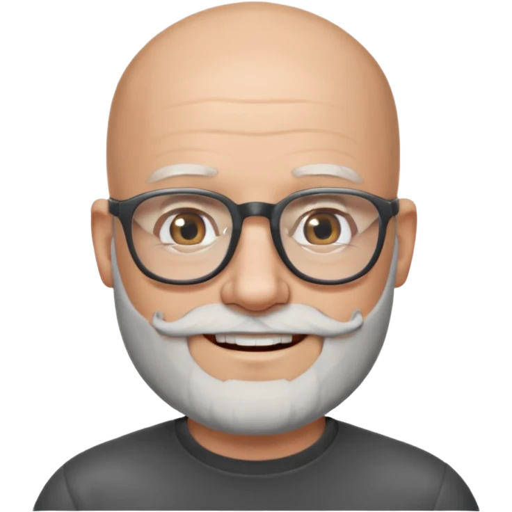 Bald man with salt and pepper beard and glasses emoji