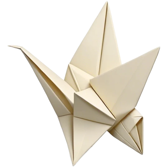 Cinematic Realistic depiction of an elegant origami creation, rendered with delicate paper textures and intricate folds, set on a minimalist background with soft, diffuse lighting that accentuates its artistic precision emoji