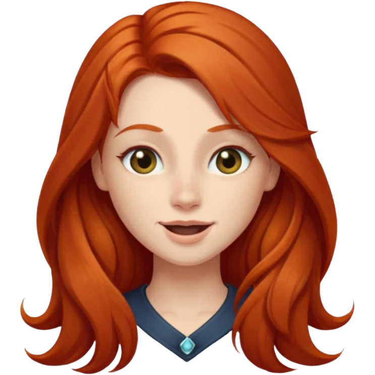 Long haired redhead winking wirh right eye emoji