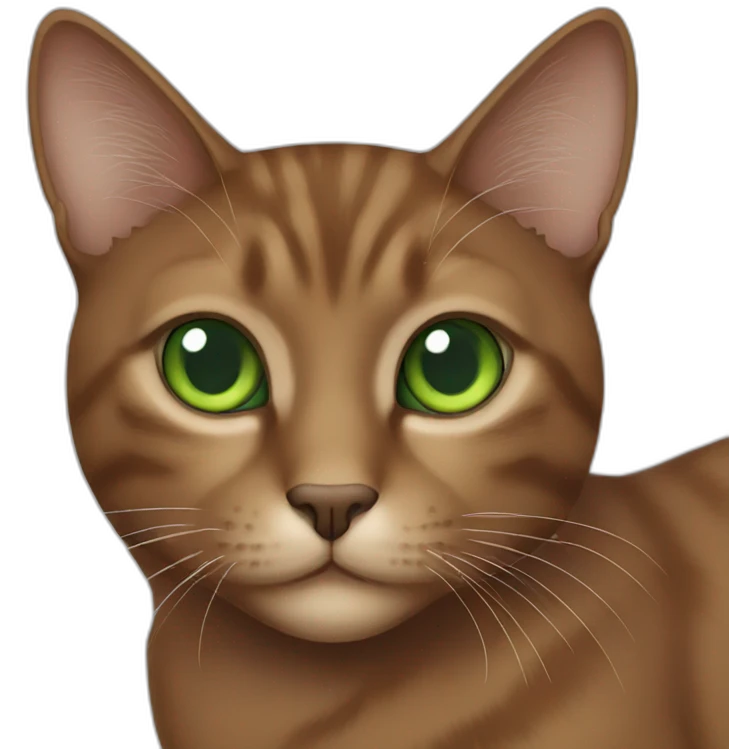 Brown cat with green eyes emoji