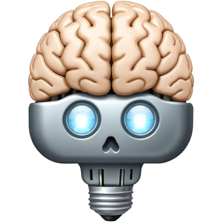 brain with lightbulb, brainstorming app logo emoji