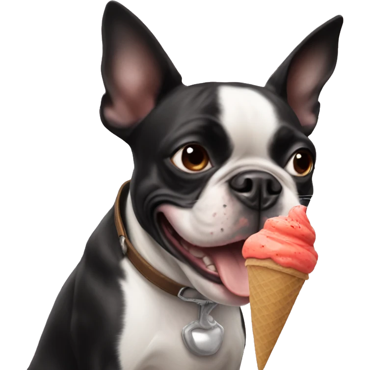 Boston terrier eating ice cream emoji