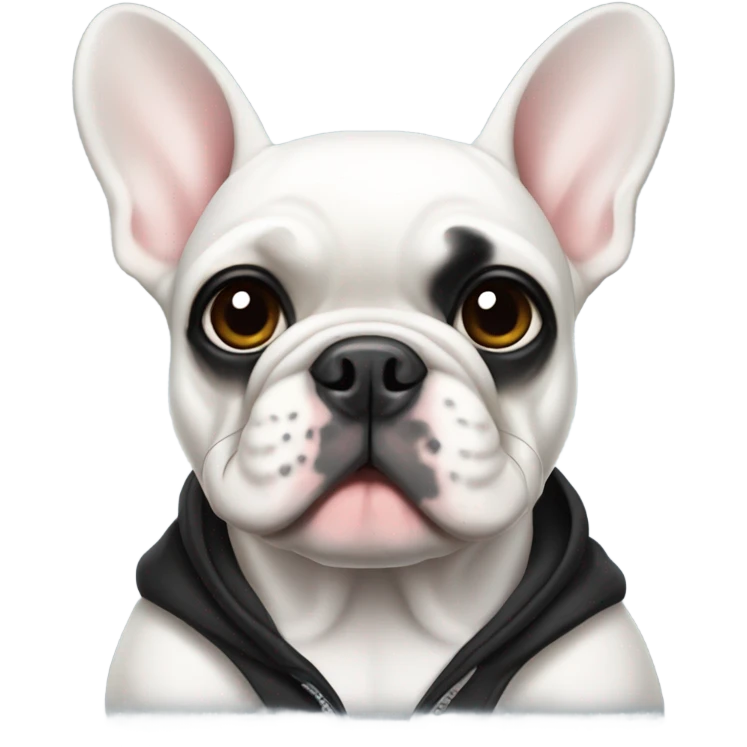 White french bulldog with black hoddie  emoji
