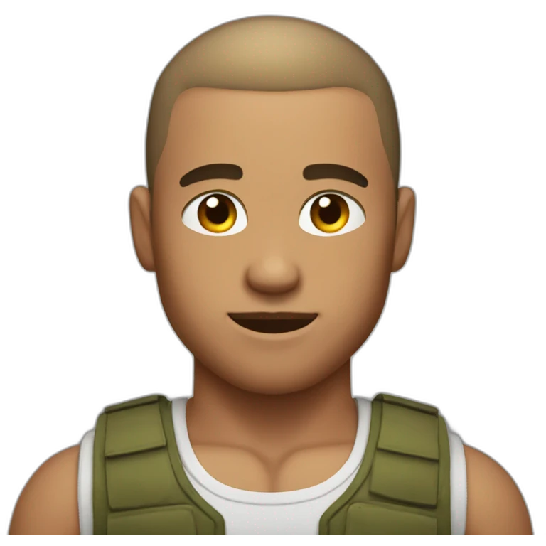 buff man body buzz cut hair emoji
