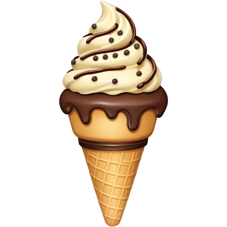 Vanilla ice cream cone with chocolate sprinkles emoji